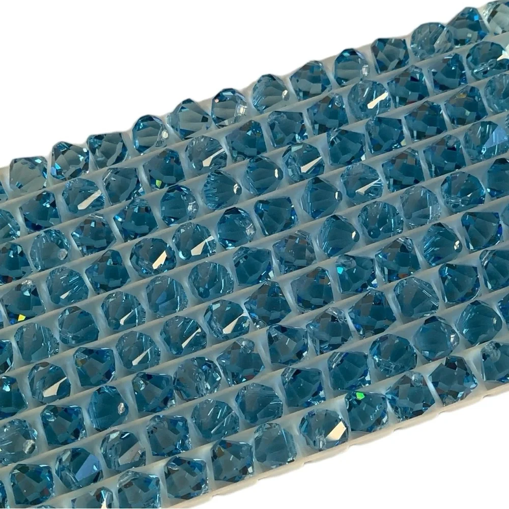 Swarovski Lot/24 8mm Aquamarine Bicone Faceted Crystals - Made in Austria
